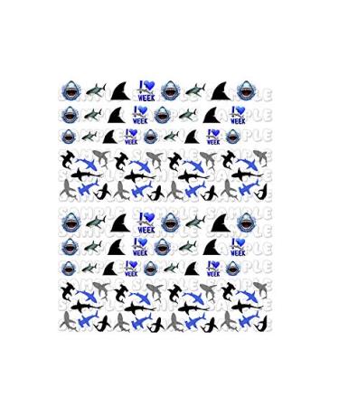 50+ Sharks - Assorted Water Slide Nail Decals