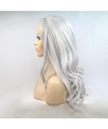Buy 26 Drag Queen Wigs - Heat Resistant Lace Front Synthetic Wigs with Natural Hairline in Cool Silver Gray for Cosplay - Buy Online on GoSupps.com