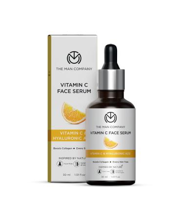The Man Company 40% Vitamin C Face Serum With Hyaluronic Acid | Boosts Collagen | Glowing & Brightening Skin | Soft Smooth & Supple | All Skin Types -30ml