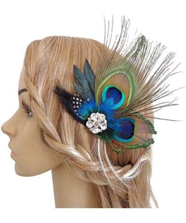 Snner Girls Work Peacock Feather Hair Clip Feather Hair Pins Wedding Fascinator for Women & Girls - Buy Online on GoSupps.com