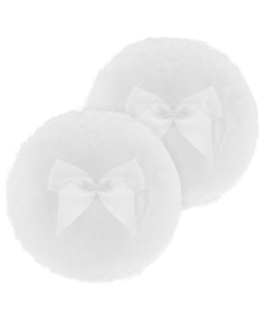 Sibba Large fluffy powder quack 10.2 cm ultra-hood washable reusable velor face body powder tastration loose powder tournament wet dry make-up tool (white) white/opulent garden