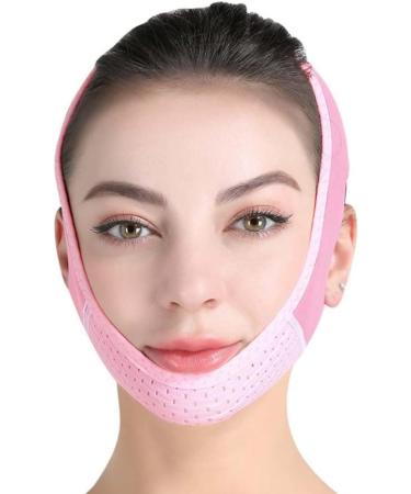 Chin Strap Double Chin Reducer V Line Facial Mask Face Lifting Tape Soft Chin Strap for Women Restore Skin Elasticity Pink - Buy Online on GoSupps.com