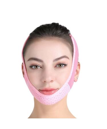 Double Chin Reducer Face Shaper V Line Mask | Soft Chin Strap for Women | Lift & Restore Skin Elasticity - Pink - Buy Online on GoSupps.com