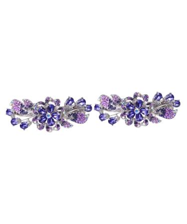 Beaupretty Ponytail Barrettes Holders hairpin rhinestone clip holder flower barrettes purple barrettes metal styling clips rhinestones barrettes alloy Miss aldult flower Back Hair Barrettes