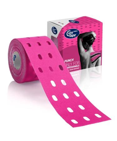 CureTape  Punch Pink | Perforated Kinesiology Tape | More Stretch & Ventilation| k Tape for Joint  Knee  Ankle & Shoulder Pain | Kinesiology Tape for Physical Therapy | Waterproof Medical Tape