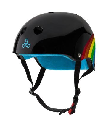 Triple Eight THE Certified Sweatsaver Helmet for Skateboarding, BMX, and Roller Skating, Rainbow Sparkle Black, Large / X-Large