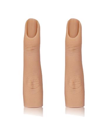 2Pcs Fake Nail Training Finger Silicone Nail Practice Fingers Fake Finger to Practice Fake Nails Hand Manicure Nail Art Training for DIY Nails