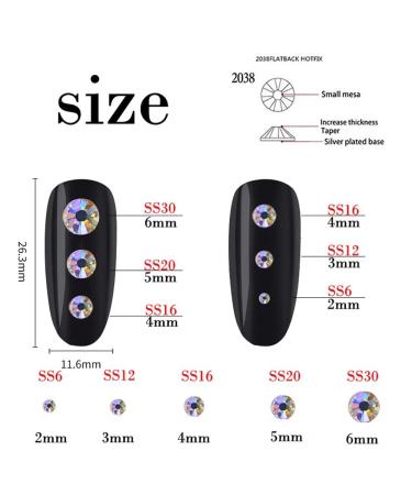 500 Pieces SS30 6mm Flatback Rhinestones AB Clear - Premium Nail Art & DIY Crafts Gems for Clothes Shoes & Bags - Buy Online on GoSupps.com