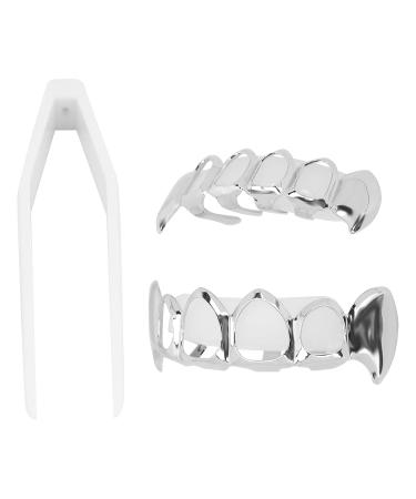 Buy Stylish Grillz Braces - Hip Hop Teeth Grill Set - Silver Hollow Coating Jewelry for Parties & Festivals - Buy Online on GoSupps.com