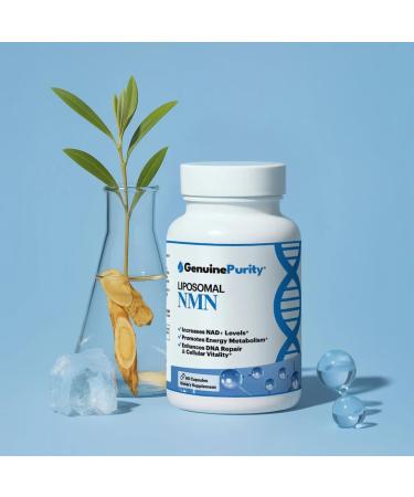 GenuinePurity - 250mg Liposomal NMN Supplement - 60 Vegan Capsules to Support NAD+ Production Cellular Energy & Healthy Aging - Nicotinamide Mononucleotide for Metabolic Wellness & Immune Support - Buy Online on GoSupps.com