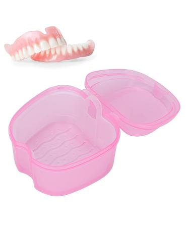 Denture Bathing Case - High-Quality ABS Denture Holder for Travel Office & Camping (Pink) | International Shipping Available - Buy Online on GoSupps.com
