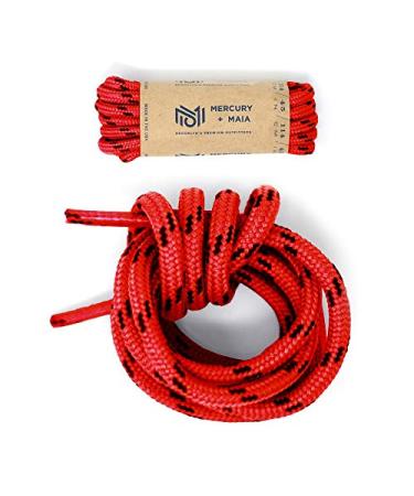 Honey Badger Work Boot Laces Heavy Duty W/Kevlar - USA Made Round Shoelaces for Boots 45 inches (1 pair) Red and Black