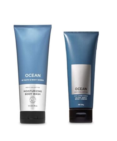 Bath and Body Works Ocean - Moisturizing Body Wash and Body Cream - 2 pc Bundle