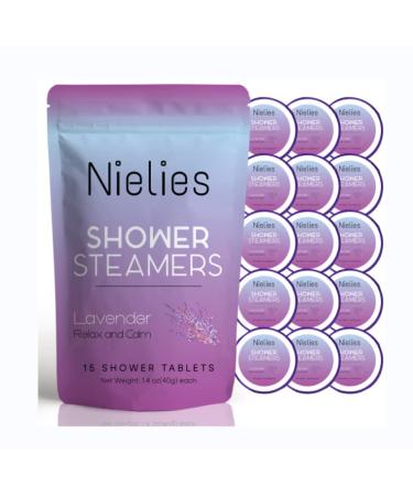 Nielies Lavender Shower Steamers for Women  18 pcs Shower Bombs Aromatherapy Gift Set w/Organic Essential Oils for Relaxation & Stress Relief  Bath Bomb for Shower  Selfcare Gift for Women  Men