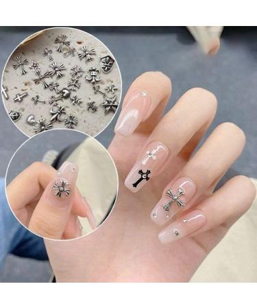 DIY Handmade Nail 49PCS Vintage Punk Alloy 3D Cross Nail Art Decorative Accessories for Girl Women (Silver) - Buy Online on GoSupps.com