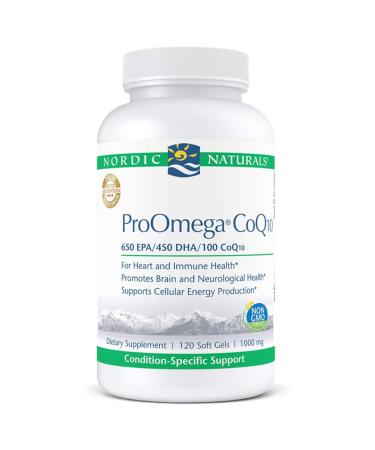 NordicNaturalsBrand ProOmega CoQ10 | 120 Soft Gels | - Fish Oil 650 mg EPA 450 mg DHA 100 mg CoQ10