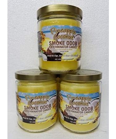 Smoke Odor Exterminator 13 oz Jar Candles - Pineapple & Coconut (3-Pack) | Eliminate Smoke Smell Freshen Your Space - Buy Online on GoSupps.com