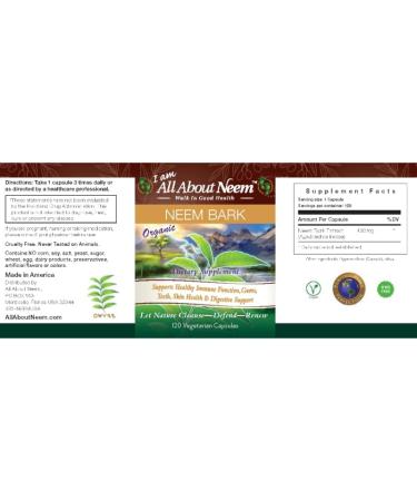 Neem Bark Capsules 400 mg Organic Fresh Ground Neem Bark Powder Grown in America 120 Count & Made in USA Vegan - Buy Online on GoSupps.com
