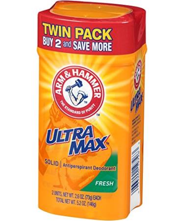 Arm & Hammer UltraMax Men's Antiperspirant Deodorant Fresh Twin Pack - 2.6 oz Each - Buy Online on GoSupps.com