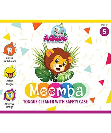 Adore Moomba Tongue Cleaner + Safety Case for Child Oral Care - Multicolour (Pack of 5) - Buy Online on GoSupps.com