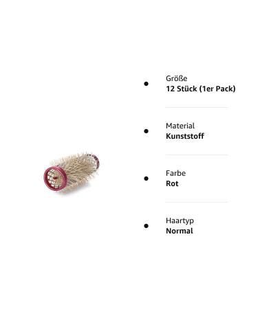 Poniks Professional 18mm Metal Curlers - 12-Piece Small Bristle Curler Set for Perfect Curls - Red Hair Curlers Wire Curlers with Bristles - Buy Online on GoSupps.com