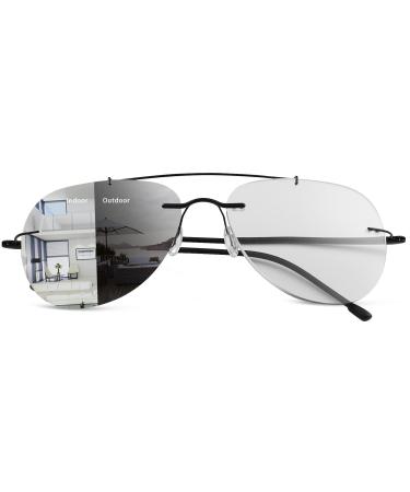 YIMI Photochromic Progressive Multifocal Reading Glasses for Men Women UV400 Computer Anti Blue Light Lightweight Eyeglasses Black 1.5 x