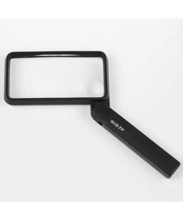 Handheld Square Glass 2X 4X Double HD Lens Child Old Man Reading Identification Tool Folding Handle Black Pocket Magnifier Good Times - Buy Online on GoSupps.com
