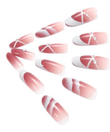 OnSaya Coffin False Nails French Long Fake Nails Ballerina Acrylic Press on Nails Full Cover Stick on Nails 24pcs for Women and Girls PINK 1 count (Pack of 1) PINK - Buy Online on GoSupps.com