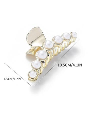 Runmi Pearl Hair Clips - Large Gold Tone Metal Accessories for Women & Girls | 2 Pack - Buy Online on GoSupps.com