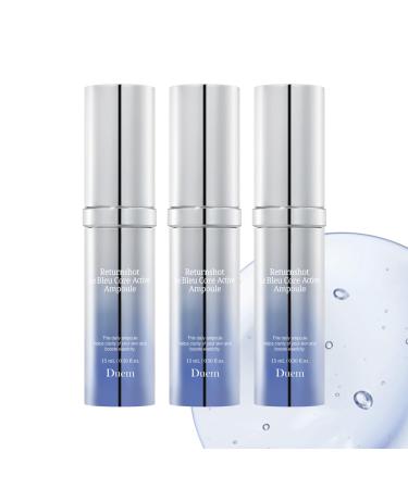 DUEM Returnshot Le Bleu Core Ampoule Anti-Aging Peptide Serum for Face Skin Renewal & Hydration Fine Lines & Wrinkles Uneven Skin Tone Korean Skincare 0.05Fl.Oz(15mL) x 3ea