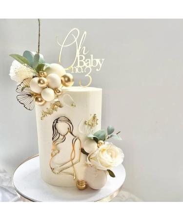 QPARTYFIRE Pregnant Lady Baby Shower Cake Topper Pregnancy Acrylic Baby Cake Charm for Gender Reveal Cake Decoration Pregnancy Announcement/Wecome Baby Party Supplies(02) Yellow06