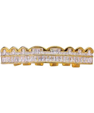 RINTOLER Hip Hop Dental Grill for Men or Women - 8 Teeth Square Zircon Teeth Braces False Gold Teeth Rapper Teeth Jewelry - Buy Online on GoSupps.com