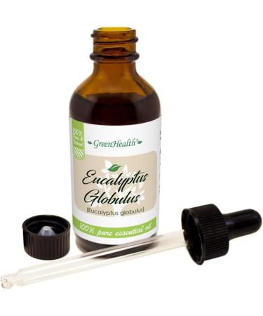 GreenHealth Eucalyptus Essential Oil 2 fl oz (59 ml) Amber Glass Bottle w/Glass Dropper 100% Pure Essential Oil - Buy Online on GoSupps.com