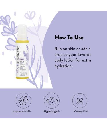 The Honest Company Lavender Infused Calming Body Oil for Babies | Organic Plant-Based Hypoallergenic | 4 fl oz - Gentle Skin Care Solution - Buy Online on GoSupps.com