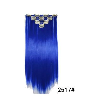 Iluu Party Daily Use 22 Art Fiber Clip-On Hair Extensions | 100g 7 Stk 16 Clips - Blue Long Full Head Extensions for Women - Buy Online on GoSupps.com