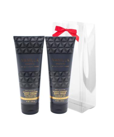Bath & Body Works VANILLA NOIR Men's Collection Ultimate Hydration Body Cream Gift Set with a Red Bow for Holidays - Pack of 2