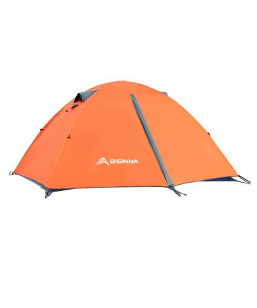 BISINNA 2 Person Camping Tent Lightweight Backpacking Tent Waterproof Windproof Two Doors Easy Setup Double Layer Outdoor Tents for Family Camping Hunting Hiking Mountaineering Travel Orange