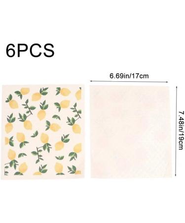 6pcs Wood Pulp Cotton Dishcloth Reusable Wet Dry Household Kitchen Dish Washing Pad Cellulose Cleaning Cloths Style 3 - Buy Online on GoSupps.com
