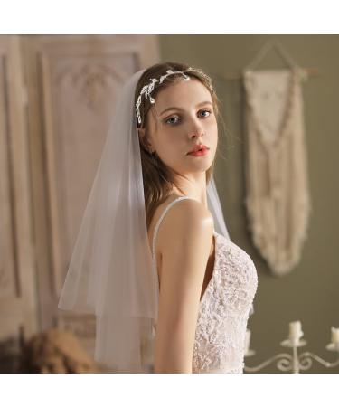 Elegant Rhinestone Leaf Wedding Silver Tiara for Bride - DonLeeving Crystal Pendent Headband - Buy Online on GoSupps.com