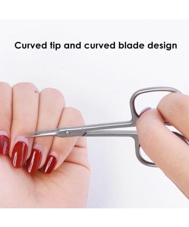 Cuticle Scissors Stainless Steel Manicure Grooming Scissors Curved Slice Pedicure Tool for Nail Brush - Buy Online on GoSupps.com
