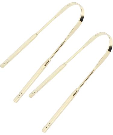 2-Pack US-Shaped Stainless Steel Tongue Scraper | Durable Tongue Cleaner for Fresh Breath | Improved Oral Hygiene (Gold) - Buy Online on GoSupps.com