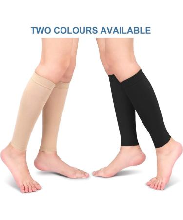 Medical Grade Calf Compression Sleeves - 20-30mmHg Graduated Pressure for Swelling, Varicose Veins, Shin Splints - Footless Compression Socks - Black, Size L - Buy Online on GoSupps.com