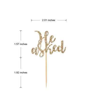 48 Pcs Light Gold He Asked She Said Yes Cupcake Toppers for Wedding Engagement Party - Buy Online on GoSupps.com