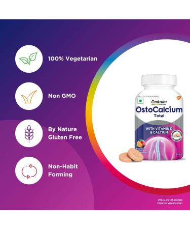 LIPON Export OstoCalcium Total Chewables (60s) - Vitamin D & Calcium for Strong Bones, Joints & Muscles - Buy Online on GoSupps.com