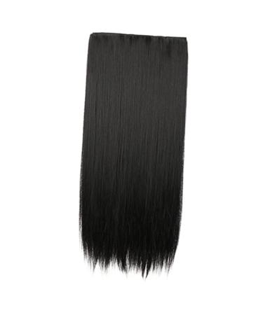 Beatifufu Piece Long Straight Hair Wig Hair Extensions Clip in Human Hair Dark Brown Hair Extensions Jet Black Wig Women Hair Extensions Natural Hair Accessories Miss High Temperature Wire 80X15CM Black