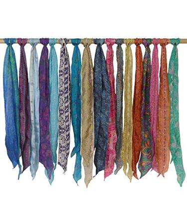 SalsaNightsSet of 10 Pure Silk Belt Head Wrap Neck Tie Scarf Sashes Soft Fabric Crafting Use Silk Sashes