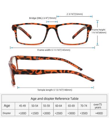 Yuluki 4 Pack Reading Glasses Blue Light Blocking Quality Rectangle Frame Mens Womens Computer Readers with Spring Hinge +4.0 4 Pack Mix 4.0 x - Buy Online on GoSupps.com
