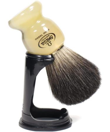 Premium Omega Black Badger Shaving Brush with Resin Handle & Stand - International Shipping Available - Buy Online on GoSupps.com