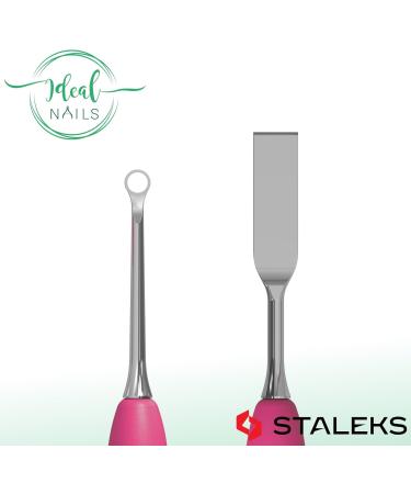 STALEKS UNIQ PQ-11/1 Double Manicure Instrument with Silicone Grip (Ring + Flat Straight Slider) - Buy Online on GoSupps.com