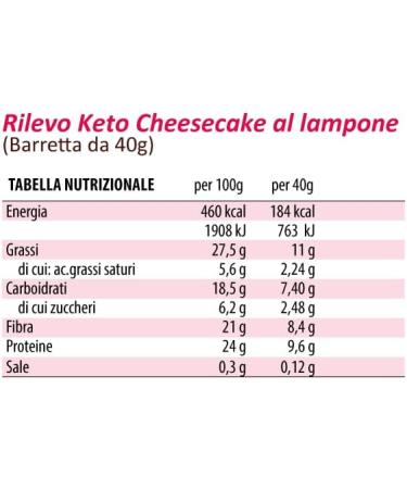 Rilevo Keto Low Carb Protein Bar with Lactic Ferments Raspberry Cheesecake Flavour 40g Also Ideal for Ketogenic Plans - Buy Online on GoSupps.com